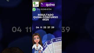 Resultado Quina concurso 6525 quina [upl. by Nileuqcaj]