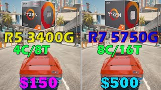 Ryzen 53400G Vs Ryzen 75750G  12 Game benchmark in 4K [upl. by Ronyar951]