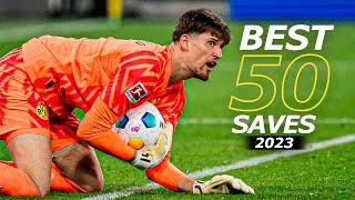 Best 50 Goalkeeper Saves 2023  HD 5 [upl. by Nahttam]