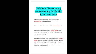 ONS ONCC Chemotherapy Immunotherapy Certificate Exam Study Guide Lessons 1 – Lesson 13 [upl. by Atinad]