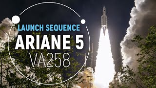 Flight VA258  Ariane 5 Launch Sequence  Arianespace [upl. by Frydman]