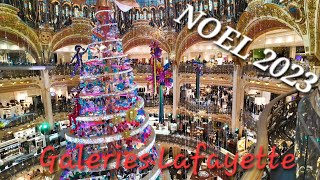 Ambiance de Noel 2023 aux galeries Lafayette Haussmann de Paris 2 décembre 2023 [upl. by Gona]