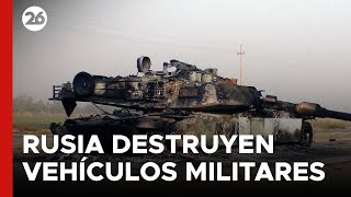 GUERRA RUSIA  UCRANIA  Las tropas de Putin destruyen vehículos militares [upl. by Costa62]