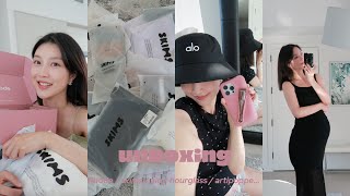 Unboxing🛍️大型宅家购物成果验收！skims大促 rhode新品 hourglass液体腮红各种！ [upl. by Sophey]