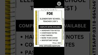 FDE elementary school teacher past papers FDE elementary school teacher mcqs [upl. by Laurie]