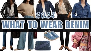 What To Wear Denim Styles For Spring 2024  Denim Jeans Jackets Handbags and Shoe Trends [upl. by Mudenihc736]