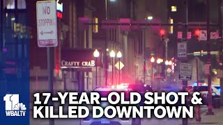 Police investigating fatal shooting in downtown Baltimore City [upl. by Nayrbo]