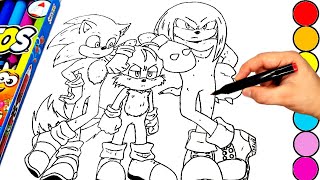 Sonic Coloring Pages NEW Sonic Team NEW Sonic in the movie 3 Tails KnucklesAmy Rose compilation 2 [upl. by Amairam625]