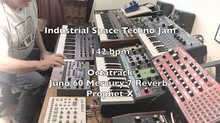 Industrial Space Techno Jam played live 142 bpm Juno 60 Mercury 7 reverb Octatrack Prophet x [upl. by Ogdon]