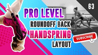 Student Demonstrates Roundoff Back Handspring Layout 63 [upl. by Refinnaj628]