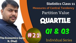 Partition Value Quartile l Calculation of Q1 amp Q3 in INDIVIDUAL Series [upl. by Adamek33]