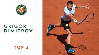 Grigor Dimitrov  TOP 5  Roland Garros 2018 [upl. by Hannan765]