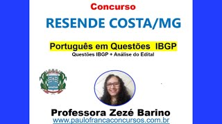 Concurso Prefeitura de Resende Costa  Português IBFP  Professora Zezé Barino [upl. by Niaz]