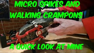 Micro Spikes amp Walking Crampons  comparing microspikes Kahtoola KTS crampons amp C1 grade crampons [upl. by Dlanor980]