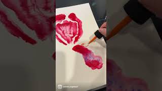 Red abstract iris flower painting using liquid watercolor and some Brusho powder loosewatercolor [upl. by Erlond]