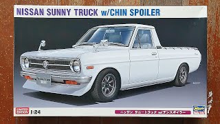 Hasegawa 124 Nissan Sunny Truck wChin Spoiler  Plastic Model Kit Unboxing [upl. by Lemrej]