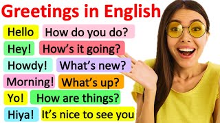 GREETINGS IN ENGLISH  Formal amp informal  Learn with examples amp quiz [upl. by Naawaj]