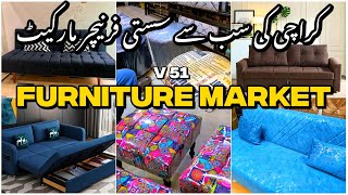 Sofa Cum Bed  Furniture Market In Gharibabad  Cheapest Furnitue Market In Karachi  Vlog 51 [upl. by Hadeehuat463]