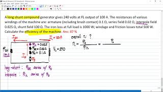 Efficiency of Long Shunt Compound Generator TAGALOG Problem 1 [upl. by Hakeber203]