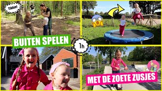 1 UUR NIEUW BUITEN SPELEN met DE ZOETE ZUSJES Trampoline Springen En Meer ♥DeZoeteZusjes♥ [upl. by Ebocaj]