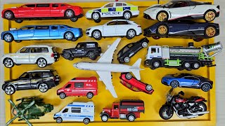 All Diecast Cars on Track Ambulance Police Car Fire Rescue Truck Airplane Military Helicopter [upl. by Jb]