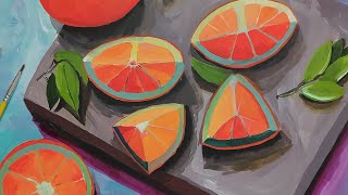 Pintura IMPRESIONISTA en acrílico Naranjas  How to paint oranges in IMPRESSIONISM  Speed Drawing [upl. by Sosthenna563]