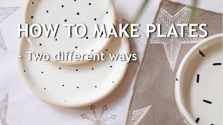 CERAMICS AT HOME l How to make plates two different ways I bisque and glaze [upl. by Sybley754]