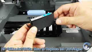 HP OfficeJet 8015e How to ChangeReplace Ink Cartridges [upl. by Garnett899]