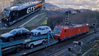 Invio in lis della loco e494 259 PLATONE Gts Rail  4 treni merci in 30 minuti a San Quirico [upl. by Ettenej]