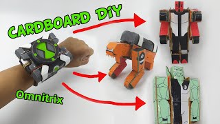 Omnitrix Becomes 3 Alien  Cardboard Diy Ben 10 Classic Omnitrix Wildmutt DiamondHeadFourArms [upl. by Ro339]