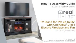 Real Living™ TV Stand with Electric Fireplace and Fan  HowTo Assembly Guide [upl. by Eillor906]