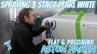 Spraying amp blending 3 stage pearl white  Aston Martin corrosion repair  Polishing Stage  PART 2 [upl. by Jeffry]