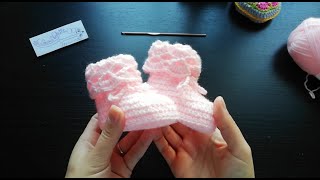 Tuto Crochet Bébé « Chaussons Éventail » 03 mois [upl. by Gerhardt]