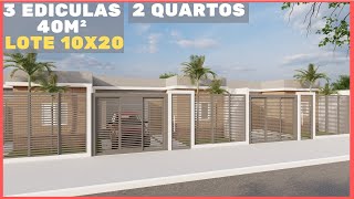 Edicula 2 quartos  40m²  lote 10x20  kitnet [upl. by Trubow793]