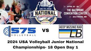 2024 USA Volleyball Junior National Championships  18 Open Mizuno Long Beach vs 575  Day 1 [upl. by Enileme]