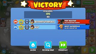 BLOONS TD 6  COOP  STREAMBED  DOUBLE HP MOABS [upl. by Eppilihp]