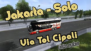 BUSSID Bus Harapan Jaya Double Decker Trip JakartaSolo Lintas malam via Cipali [upl. by Eissalc]