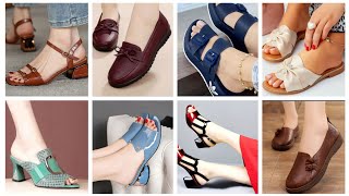 Non Slippery Genuine Leather Footwear Collection Sandal Slipon Pump Belly Shoes Slippers ldeas 2024 [upl. by Inwat72]