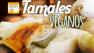 Tamales Verdes rojos y rajas con queso  Cocina Vegan Fácil [upl. by Conias626]