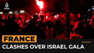 Protests against proIsrael gala on eve of FranceIsrael match  Al Jazeera Newsfeed [upl. by Annagroeg489]