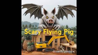 Scary Flying Pig Damaged Hut At Pineapple Farm With backhoe monsterpig animals excavator 1071 [upl. by Nonnaehr]