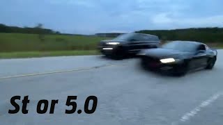 Ford Explorer st vs Fbo Mustang gt plus some burnouts [upl. by Elleuqram]