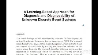 A Learning Based Approach for Diagnosis and Diagnosability of Unknown Discrete Event Systems [upl. by Yraek312]