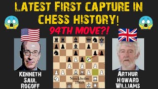 Latest First Capture In Chess History  Rogoff vs Williams  World Junior Chess Championship 1969 [upl. by Yelnik]