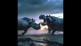 Rhino vs hippo  who wins animals rhino wildlife safari fight animal zoo wild limited [upl. by Atlante]