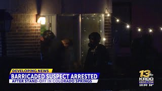 Colorado Springs Police arrest barricaded suspect after hours long standoff [upl. by Essinger436]