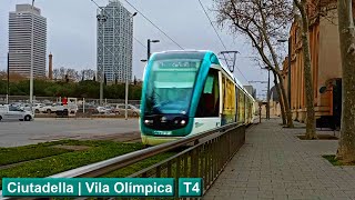 Ciutadella  Vila Olímpica T4  TRAM Barcelona  Alstom Citadis 302  Trambesòs [upl. by Lednor]