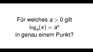 Für welche Basis und wo berühren sich Logarithmus und ihre Umkehrfunktion in genau einem Punkt [upl. by Aslehc128]