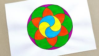 How to Draw a Geometric Circle Pattern step by step in easy way  Geometric Circle Art  Mandala [upl. by Meeka]