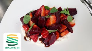 Salade van rode bietjes aardbei en ricotta Michelin waardig recept [upl. by Ailemap653]